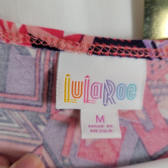 LuLaRoe Tunic Simply Comfortable Medium Pink Purple White Geometric Abstract Top - Picture 6 of 10